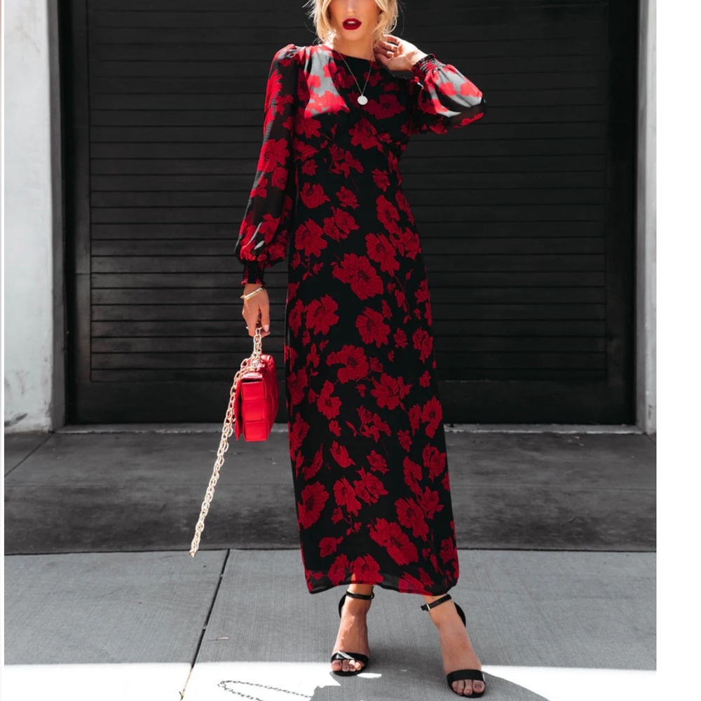 NWT SERENDIPITY FLORAL CHIFFON MAXI DRESS SIZE M